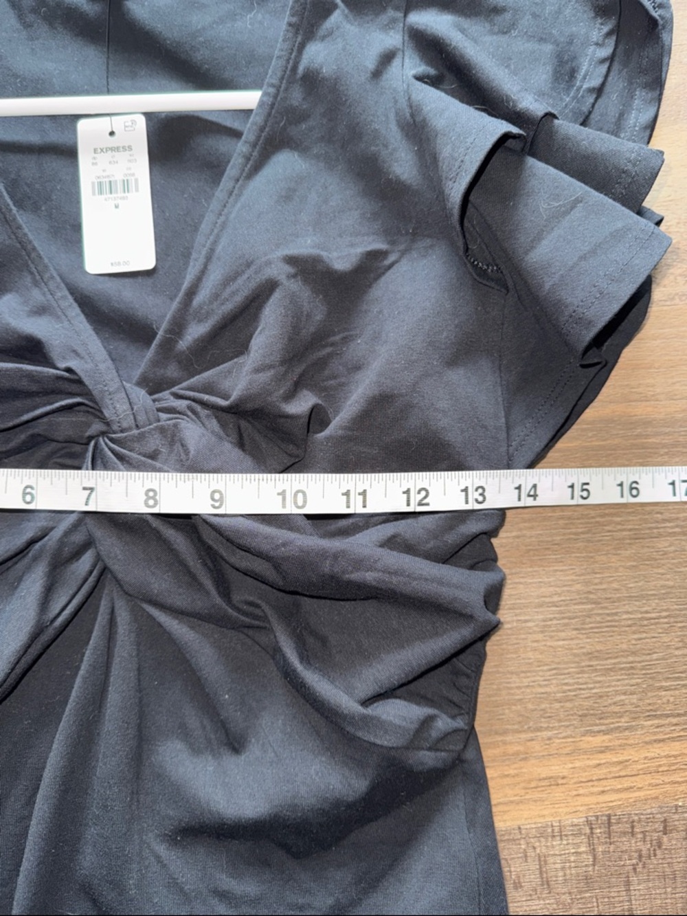 Express Black Ruffle-Sleeve Twist-Front V-Neck Bodysuit - Picture 6 of 8